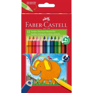 Карандаши цветные Faber-Castell Jumbo Triangular тригранні, потовщені, 12 кольорів (116501) (14725) изображение 1