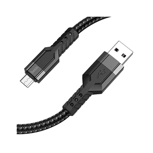 Дата кабель USB 2.0 AM to Micro 5P 1.2m 2.4A nylon aluminum U110 black HOCO (6931474770585) зображення 1