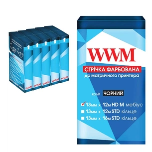 Стрічка до принтерів 11мм х 12м HD л. Black*5шт WWM (R11.12HM5) зображення 1