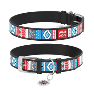 Нашийник для тварин WAUDOG Design з QR паспортом "Етно" М Ш 20 мм Д 29-38 см чорний (37751) зображення 1