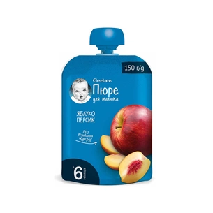 Дитяче пюре Gerber Яблуко-персик 150 г (8595139797218) изображение 1