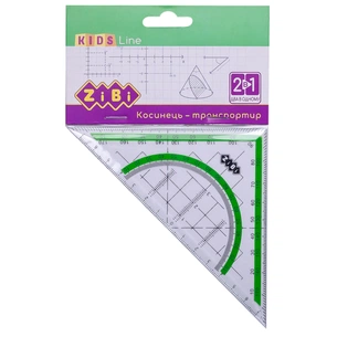 Лінійка ZiBi Kids Line Косинець 2 в 1,140мм, 90 ° / 45 °, з салатовою смужкою, блістер (ZB.5623-15) зображення 1