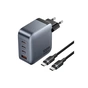 Зарядное устройство Vention 3xUSB-C PD100W + 1xUSB QC3.0 30W GaN + cable USB-C to USB-C 1.0m gray (TZ-FETH0-EU) - уменьшенное изображение 1