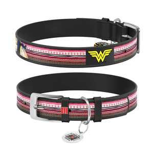 Нашийник для тварин WAUDOG Design з QR паспортом "Чудо-жінка" XXS Ш 12 мм Д 18-24 см чорний (0012-1009-01) зображення 1