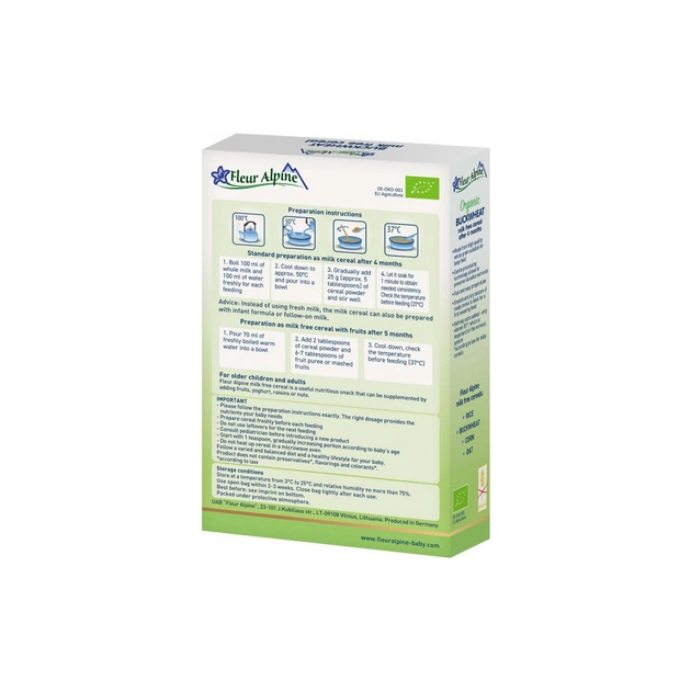 Дитяча каша Fleur Alpine Organic Buckwheat Гречана 175 г (4779050670117) - picture 2