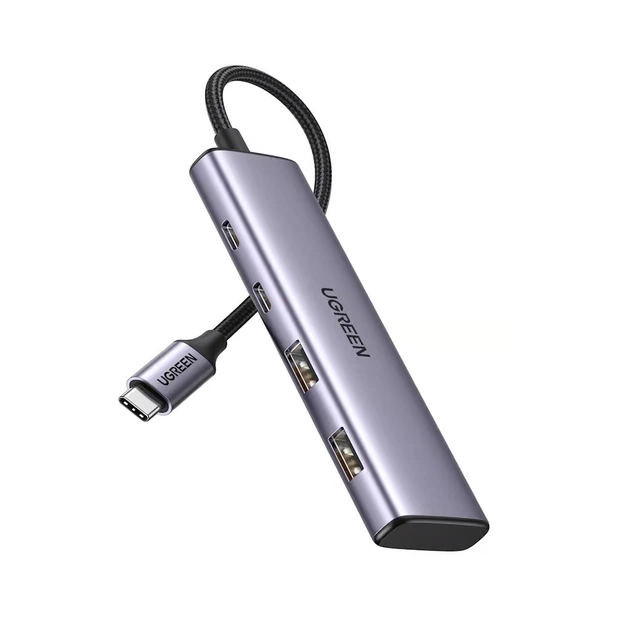 Концентратор Ugreen USB-C to 2xUSB 3.0 + 2xUSB-C CM473 gray (15395) - изображение 1