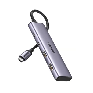 Концентратор Ugreen USB-C to 2xUSB 3.0 + 2xUSB-C CM473 gray (15395) зображення 1