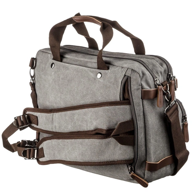 Сумка Vintage Трансформер текстильна велика Сіра (20151) - зображення 5