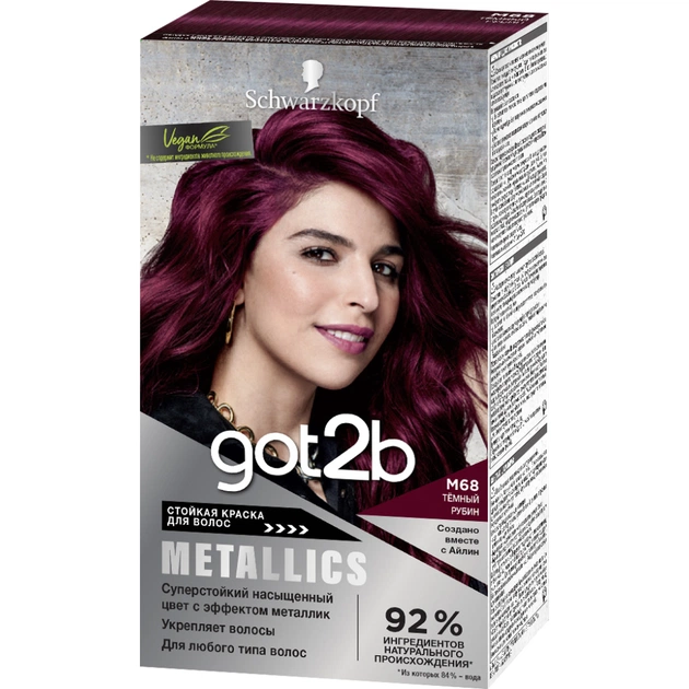 Фарба для волосся Got2b Metallics М68 Темний Рубін 142.5 мл (52336915473) - изображение 1