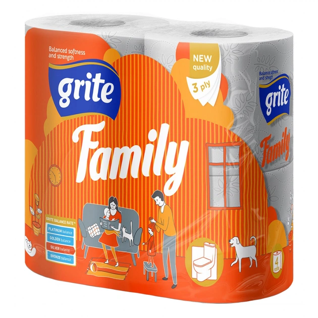 Туалетная бумага Grite Family 3 слоя 4 рулона (4770023482119) - изображение 1