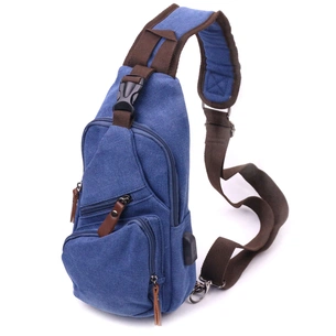 Сумка Vintage З USB кабелем через плече із текстилю Синя (21224) зображення 1