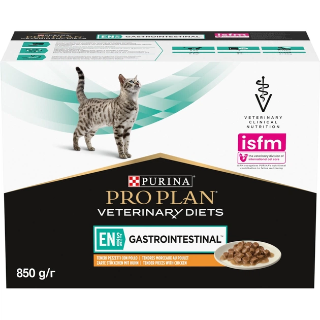 Вологий корм для кішок Purina Pro Plan Veterinary Diets EN Gastrointestinal При хворобах шлунково-кишкового тракту З куркою 10 x 85 г (8445290093561) - picture 4