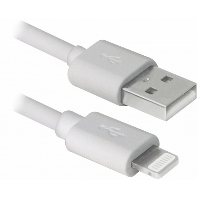 Дата кабель USB 2.0 AM to Lightning 1.0m ACH01-03BH white Defender (87479) - изображение 1