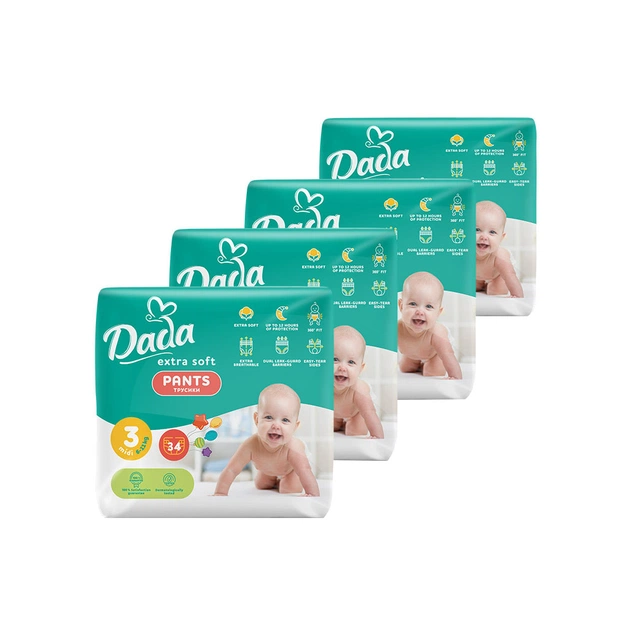 Підгузки Dada Extra Soft 3 Midi (6-11 кг) 136 шт. (4 упаковки по 34 шт) (4820174989613) - зображення 1