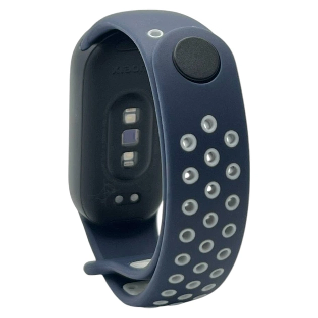 Ремінець до фітнес браслета BeCover Vents Style для Xiaomi Mi Smart Band 9 Blue-White (711987) - picture 2