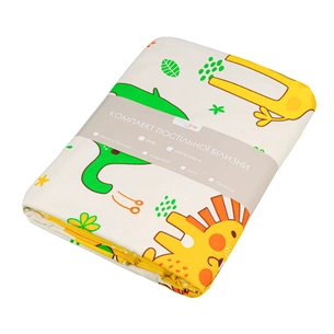 Постільна білизна Home Line Мадагаскар жовтий, зелений, фіолетовий бязь полуторний (163008) зображення 1