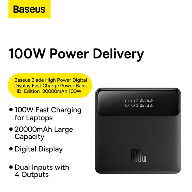 Батарея універсальна Baseus Blade 20000mAh 100W OE, black (PPBL000301) - зображення 9