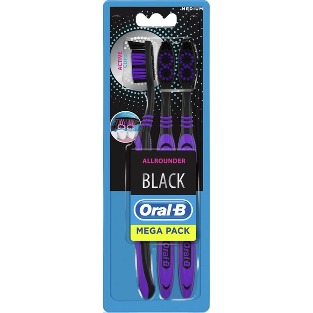 Зубная щетка Oral-B Всесторонняя чистка Black 40 Medium 3 шт (3014260101381/3014260101503) - изображение 1
