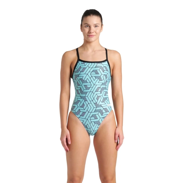 Купальник Arena Escape Swimsuit Challenge Back 007739-580 бірюзовий, чорний 44 (3468337383345) - зображення 1