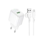Зарядний пристрій BOROFONE BAS42A Potential USB QC3.0 + cable USB to Micro 5P White (6941991113796) - зменшене зображення 1