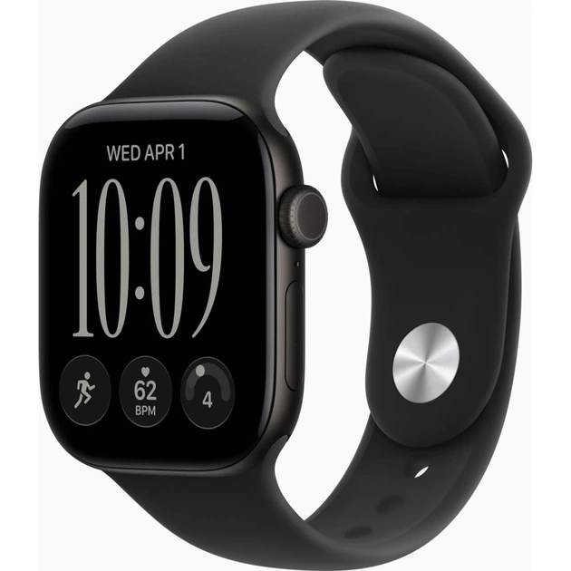 Смарт-часы Apple Watch Series 12 GPS 46mm Black Aluminium Case with Black Sport Band - M/L (MJEL4RK/A) - изображение 1