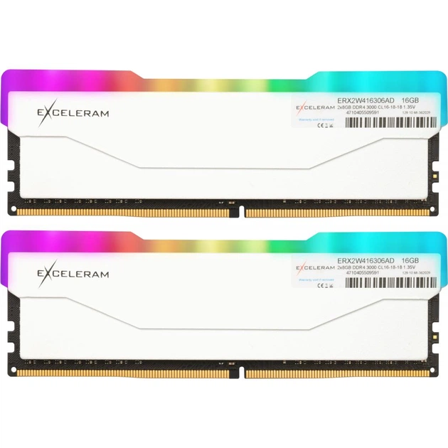 Модуль пам'яті для комп'ютера DDR4 16GB (2x8GB) 3000 MHz RGB X2 Series White eXceleram (ERX2W416306AD) - зображення 1