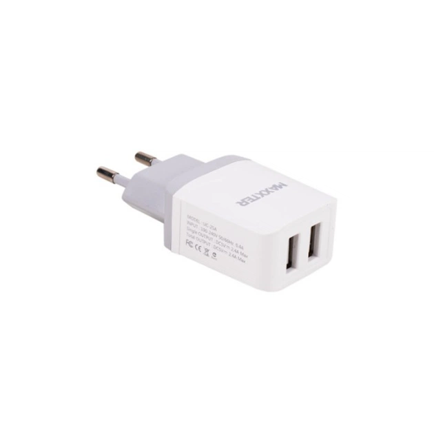 Зарядний пристрій Maxxter 2 USB, 5V/2.4A (UC-25A) - зображення 1