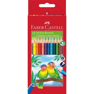 Карандаши цветные Faber-Castell тригранні, 12 кольорів + стругачка (120523) (21614) изображение 1