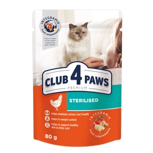 Вологий корм для кішок Club 4 Paws для стерилізованих в желе з куркою 80 г (4820083908934) зображення 1