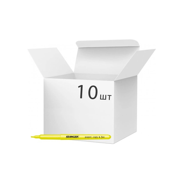 Маркер Stanger текстовый, 1-3 мм желтый 10 шт (MARKER-TXT-ST-PENY10) - изображение 1
