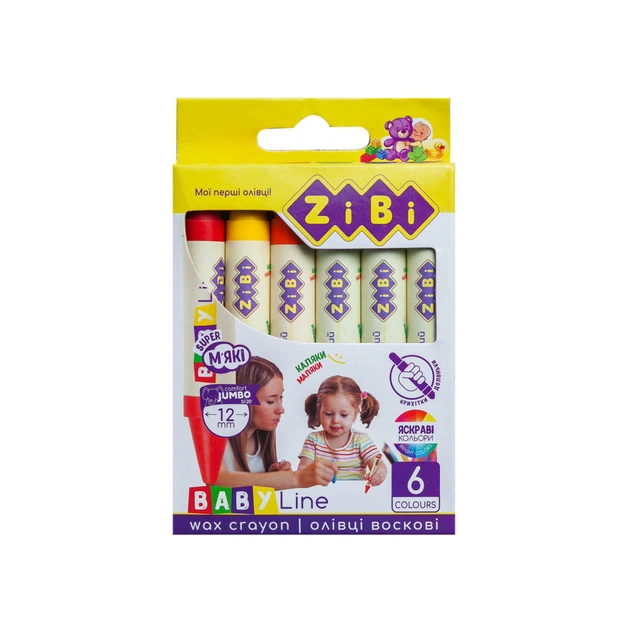 Карандаши цветные ZiBi Baby line Suoer Jumbo круглый корпус 6 шт (ZB.2484) - изображение 1