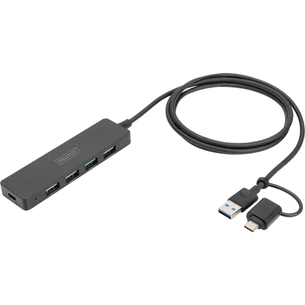 Концентратор Digitus USB-A and USB-C to 4xUSB 1x USB-C 1.2m Black (DA-70236) зображення 1