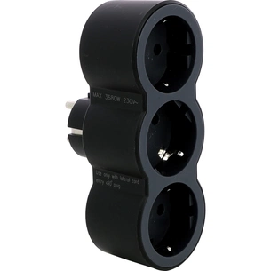 Мережевий розгалужувач Legrand СТАНДАРТ 3х2К+З фронтальні розетки , колір Чорний (694519) зображення 1