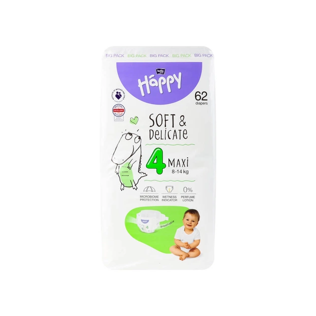 Підгузки Bella Happy 4 Maxi 8-14 кг 62 шт (5900516605445) - зображення 1