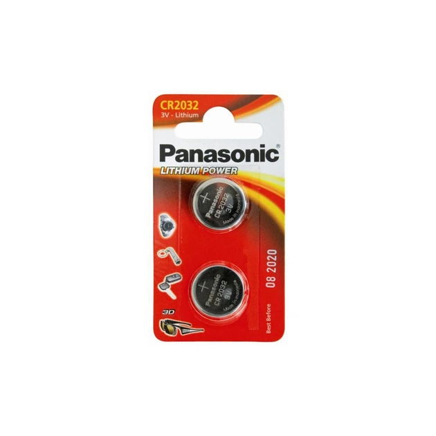 Батарейка Panasonic CR 2032 Lithium * 2 (CR-2032EL/2B) - изображение 1
