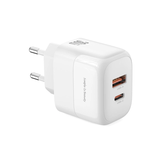 Зарядний пристрій XO L138 48W USB-C PD30W + USB-A QC18W White (L138_White) - зображення 1