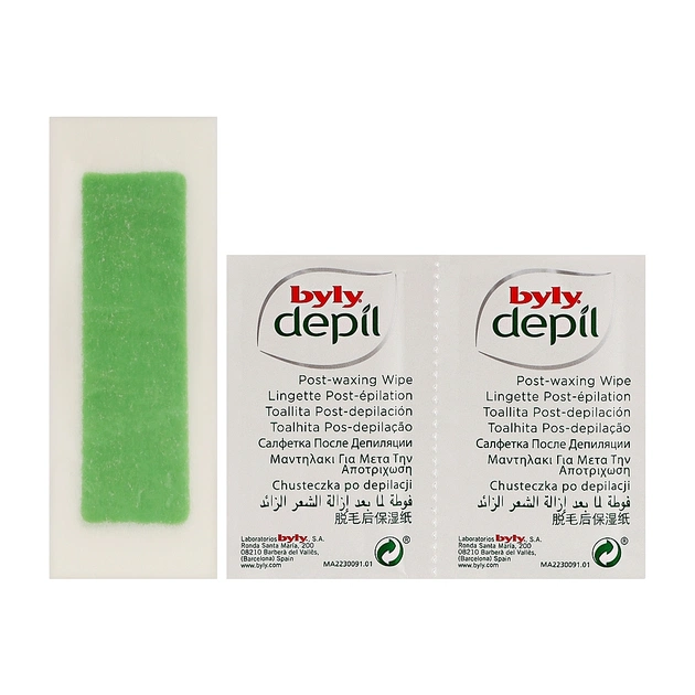 Воскові смужки Byly Для депіляції зони бікіні з М’ятою, Зеленим чаєм, Алое 12 шт (8411104019089) - picture 2
