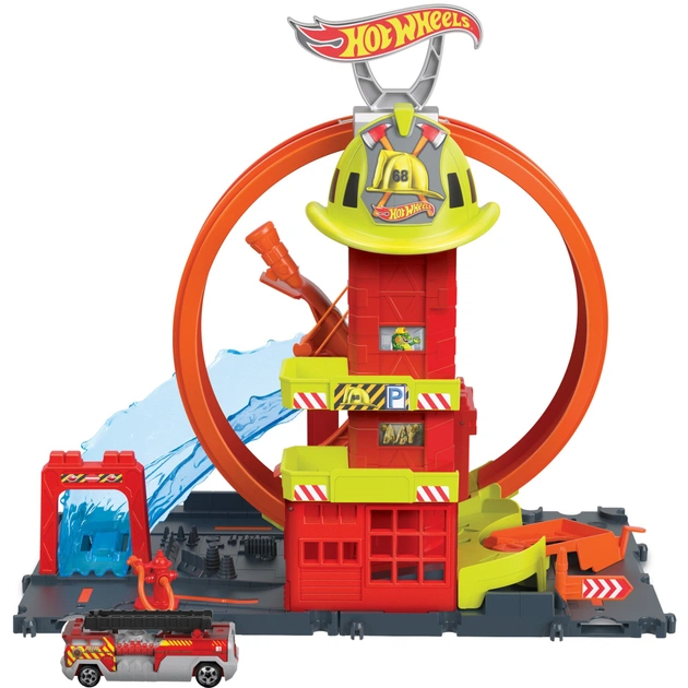 Автотрек Hot Wheels Супер петля з пожежною станцією (HKX41) - зображення 1