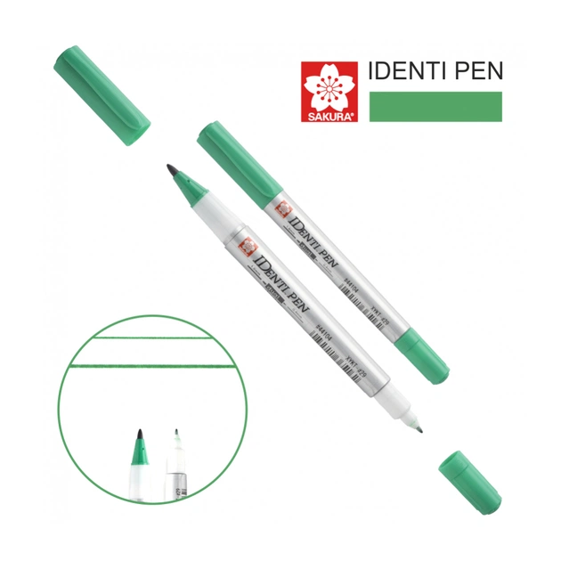 Маркер Sakura перманентний IDENTI PEN, двосторонній, 0,4/1 мм, Зелений (084511365162) - зображення 1