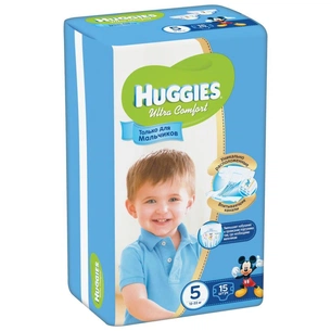 Підгузки Huggies Ultra Comfort для хлопчиків 5 (12-22кг) 15 шт (5029053543574) зображення 1