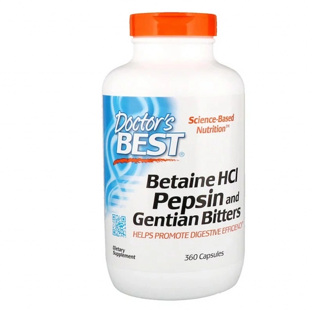 Вітамінно-мінеральний комплекс Doctor's Best Бетаїн HCL та Пепсин, Betaine HCL & Pepsin, 360 капсул (DRB-00315) - зображення 1
