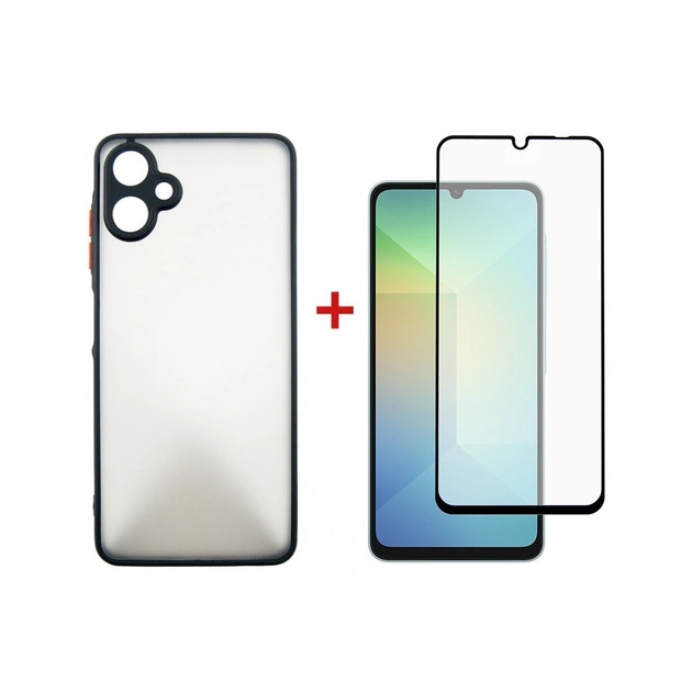 Чохол до мобільного телефона Dengos Kit Samsung Galaxy A06 case Matte + glass (Black) (DG-KM-126) - зображення 1