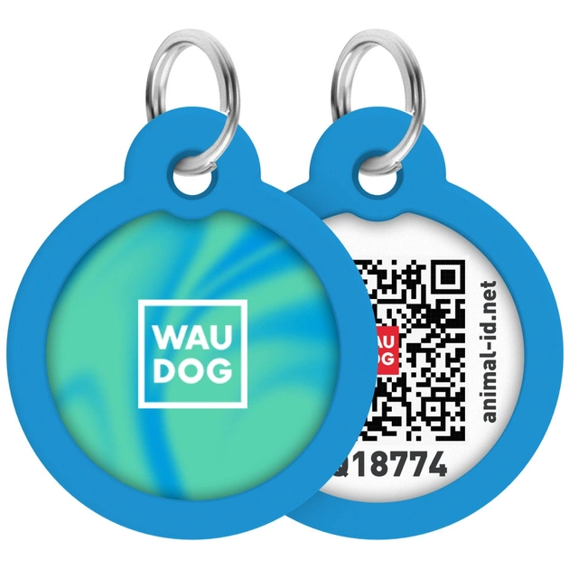 Адресник для животных WAUDOG Smart ID с QR паспортом "Градиент голубой", круг 30 мм (230-4036) - изображение 1