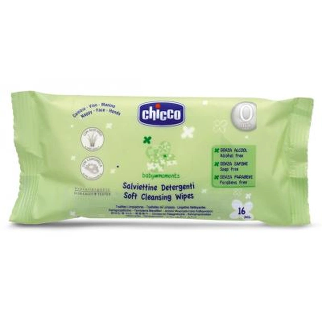 Дитячі вологі серветки Chicco м'які очищувальні 16 шт (02738.00) - зображення 1