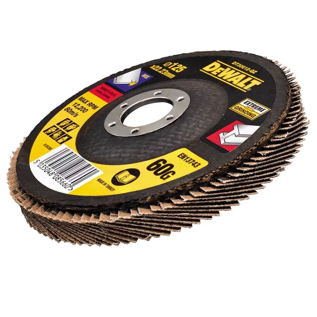 Круг зачистний DeWALT пелюстковий INOX Extreme, метал, 125x22.23 мм, G 60 мкм (DT30612) - зображення 1