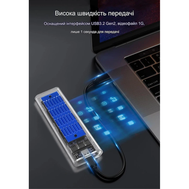 Кишеня зовнішня Dynamode M.2 SSD NVMe/SATA combo ч-з USB3.2 GEN2 Type-C (DM-CAD-SSD09) - picture 7