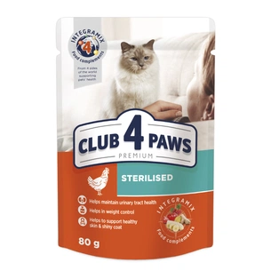 Вологий корм для кішок Club 4 Paws для стерилізованих в желе з куркою 80 г (4820083908934) зображення 1
