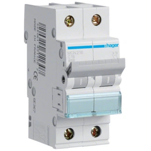Автоматичний вимикач Hager 2-п. C 16A (6kA) 2M (A) (MCN216) зображення 1