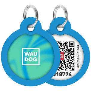 Адресник для тварин WAUDOG Smart ID з QR паспортом "Градієнт блакитний", коло 30 мм (230-4036) изображение 1