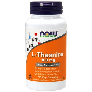 Амінокислота Now Foods L-теанін, L-Theanine, 100 мг, 90 вегетаріанських капсул (NOW-00145) зображення 1